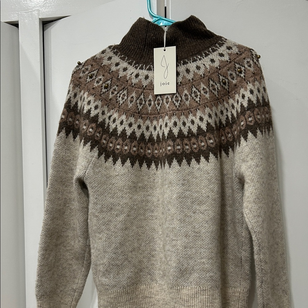 Joie Beige and Brown Patterned Sweater - Picture 5 of 7